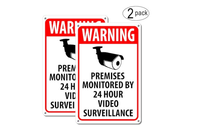 (2) Warning Security Cameras In Use ~ Home Video Surveillance cctv Camera Signs