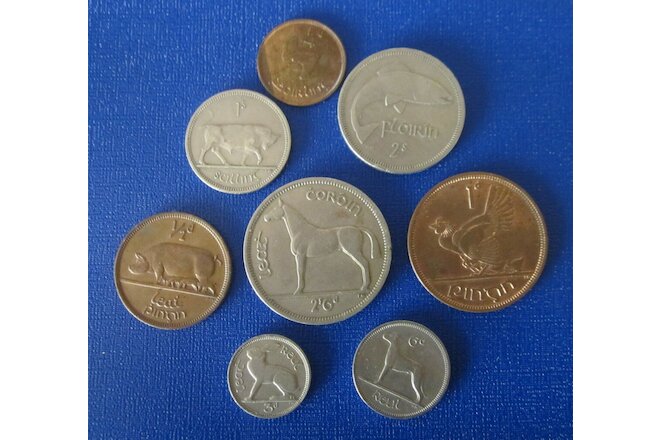 Ireland Animal Series Irish Coin Set Halfcrown to Farthing Eire Circulated