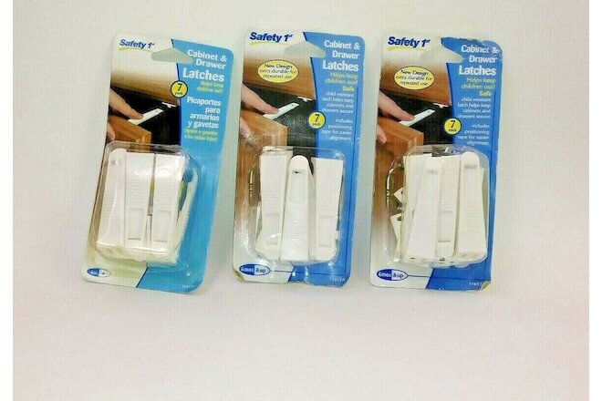 Safety 1St Cabinet&Drawer Latches 3 Packages 7 comes in each Package New Sealed
