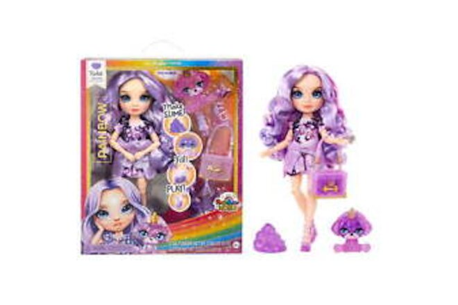 Violet (Purple) with Slime Kit & Pet, 11” Shimmer Doll, DIY Sparkle Slime,