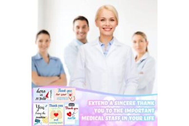 18 Set Thank You Cards for Nurses with Envelopes, Stickers Hospital Workers A...
