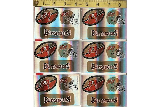 6 sheets of football stickers NFL Tampa Bay Buccaneers
