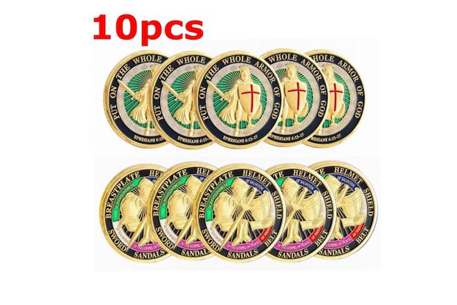 10PCS Put on the Whole Armor of God Commemorative Challenge Coin Collection Gift