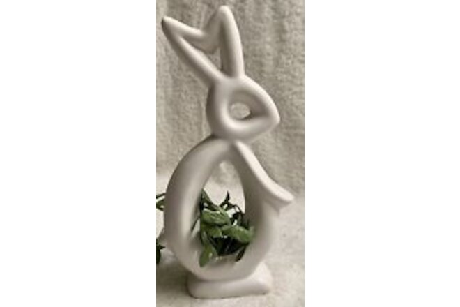 White Rabbit Vase Ceramic CottonTail Bunny Air Plant Vase.