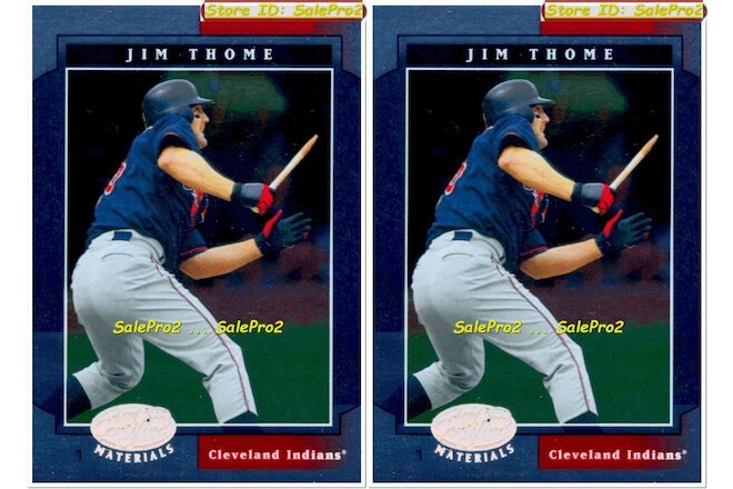 2x LEAF CERTIFIED 2001 JIM THOME MLB CLEVELAND INDIANS SUPERSTAR #83 MINT LOT