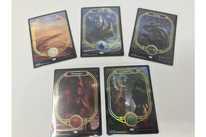 MTG Magic Unsanctioned Full Art Basic Lands Foil Set of 5 Cards Inv:A32