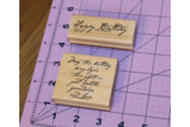 HAPPY BIRTHDAY Stampin' Up! CUTE Rubber Stamps Wood Mounted LOT Card Making Set