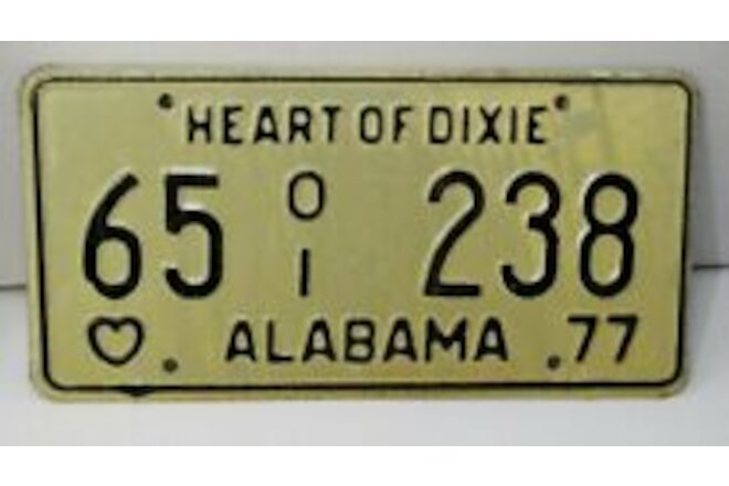 NEW, Never used, VINTAGE 1977 ALABAMA LICENSE PLATE HEART OF DIXIE