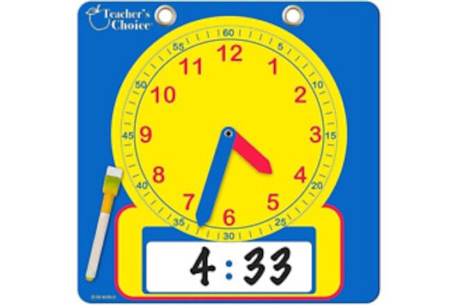 Writable Dry Erase Learning Clock | Large 12" Demonstration Teaching Time Practi