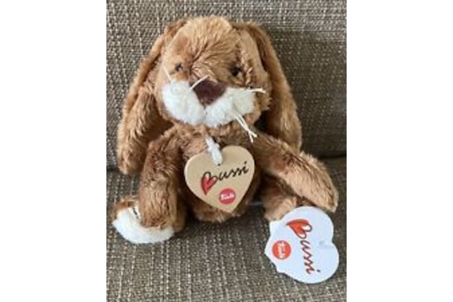 NWT Retired Bussi Trudi Bunny Rabbit Easter Collector DK BROWN Wooden Heart