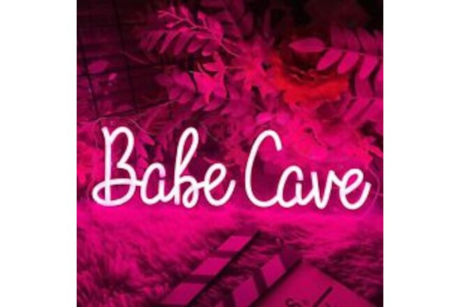 Babe Cave Neon Sign Pink LED Neon Light Signs for Wall Decor USB Operated Roo...