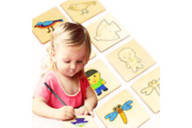 20Pcs Coloring Puzzle Arts Montessori Toy Drawing Stencils Kit Drawing Board Set
