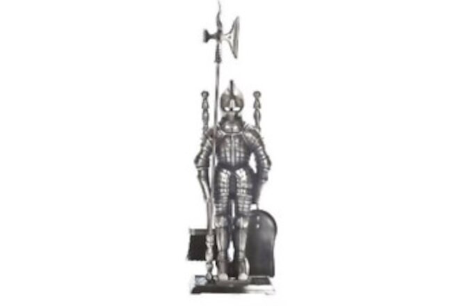 Five Piece Knight Fireset, Pewter, 29.5-Inches