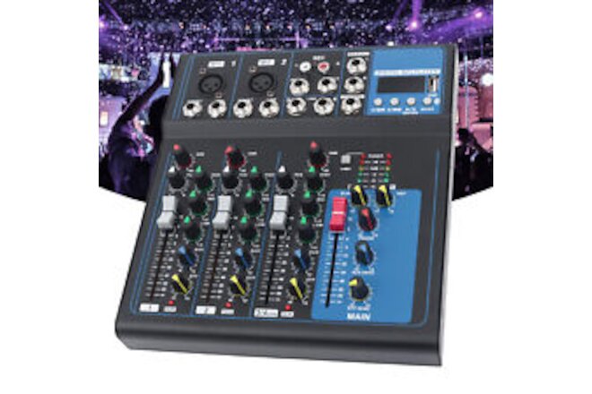 4 Channel Live Studio Stereo Audio bluetooth Mixer Sound Mixing DJ USB Console
