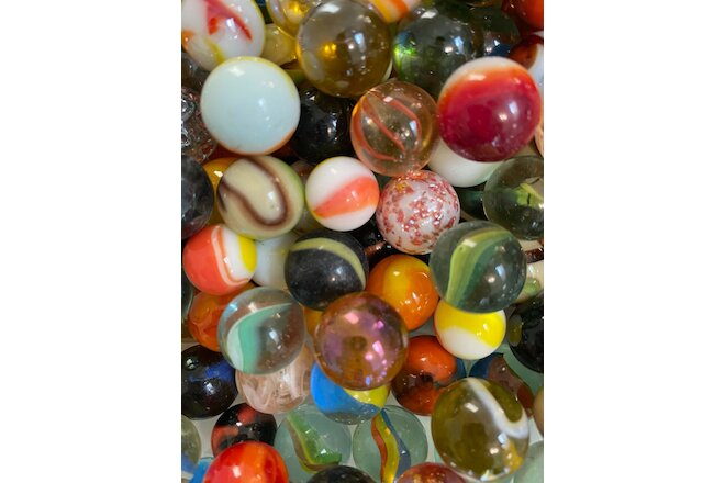 75 pc Assorted Old Vintage/Modern Colorful Glass Marble toys, assorted sizes