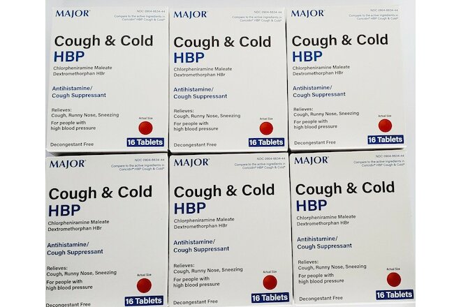 Major Cough & Cold HPB 96ct (Compare to Coricidin HBP) Exp Date 11-2024 (6 Pack)
