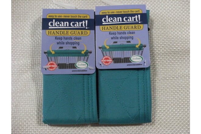(2) TEAL Clean Shopping Cart Handle Guard Reusable Cover Sanitary Washable Wipe