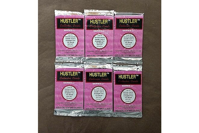 (6) 1993 Hustler Collector Trading Cards Series II Sealed Packs Lot ~ Damaged