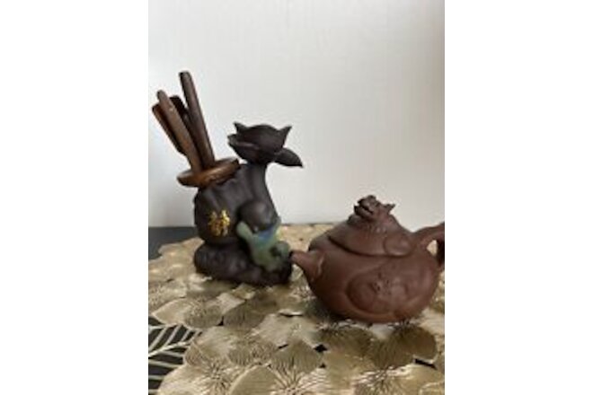 Yixing Set Collectables - Dragon Teapot, 4 Cups, Ceremonial Decor, Pu-Erh Tea
