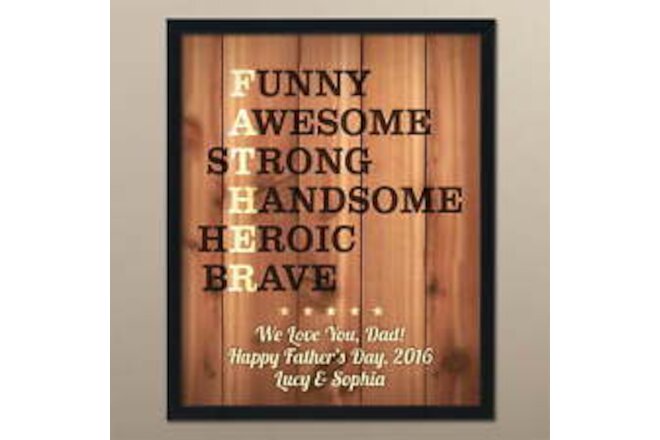 Father Acronym Personalized Canvas With Frame, 11x14 or 16x20