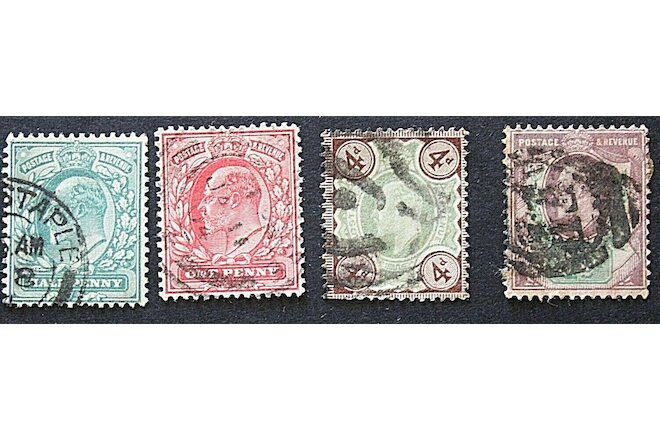 Great Britain - 1902 - 4 x Used Stamps