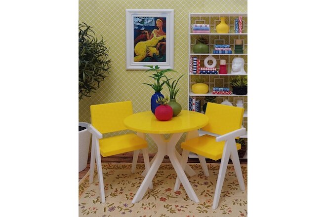🥪YELLOW TABLE 2 CHAIRS dining room KITCHEN diorama FURNITURE 1/6 for BARBIE NEW