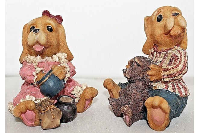 Vintage Pair of  Hand Painted, Polyresin Dog Ornaments