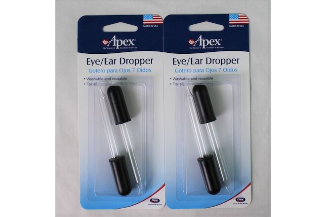 2 Packs Apex Eye/Ear Dropper 2 Per Pack (4 Total) #00508 Carex Health Brands