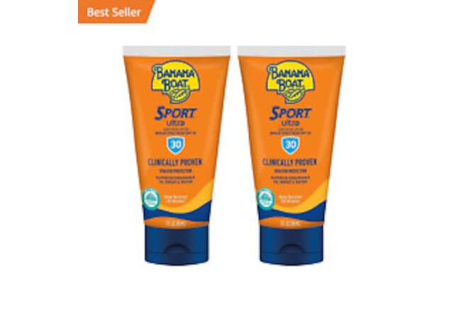 Sport Ultra Sunscreen Lotion SPF 30, Travel Size 3Oz Twin Pack, Sweat & Water Re
