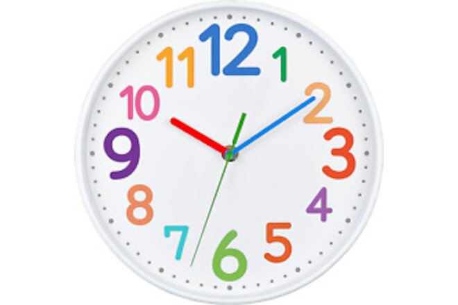 Kids Clock-Silent Analog Classroom Clock -Telling Time Teaching Clock for Kids-C
