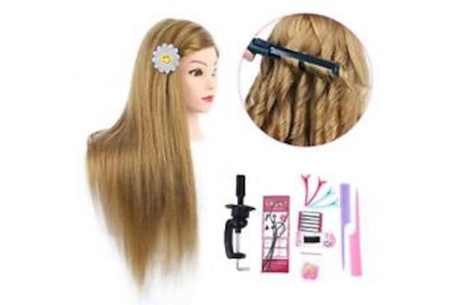 26 Inch Makeup Mannequin Head Long Straight Hair Dresser & Blonde with Makeup
