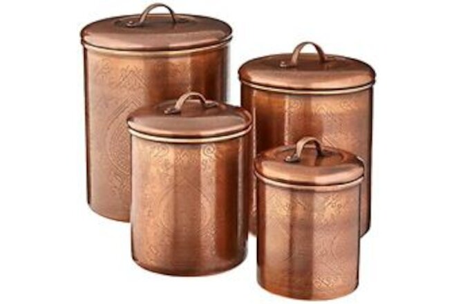 "Tangier Etched Canisters, Antique Copper
