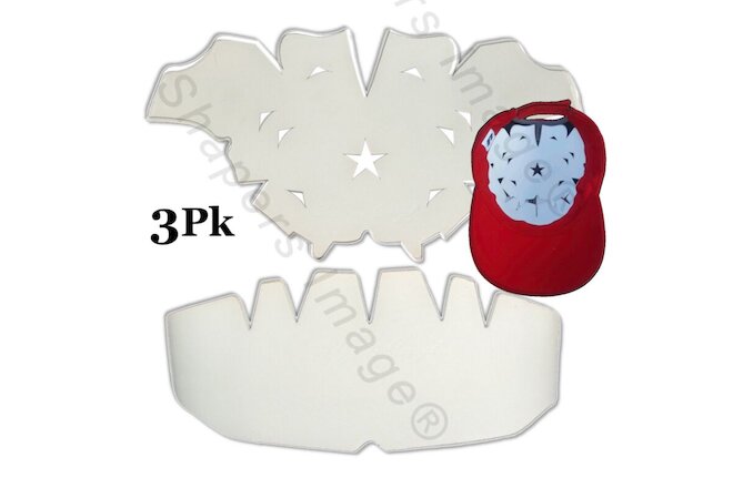 3Pk.WHITE-One Size Fits All Baseball Cap Crown Insert & Panel Hat Shaper Combo