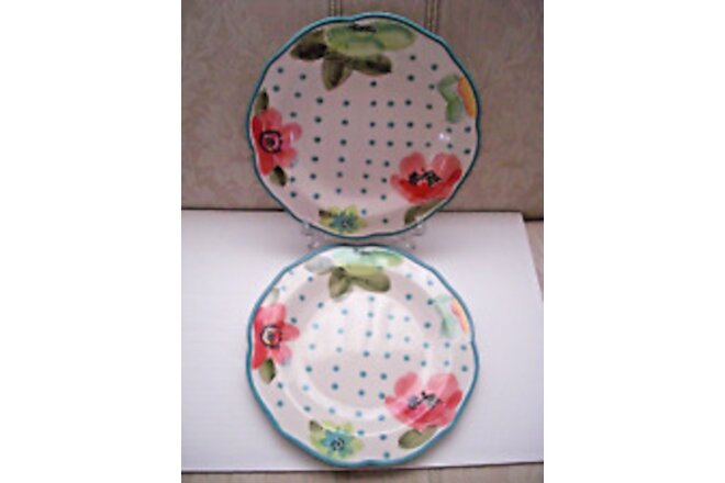 Pioneer Woman Vintage Bloom Dinner Plates (2) Turquois Floral - NEW!  MAKE OFFER