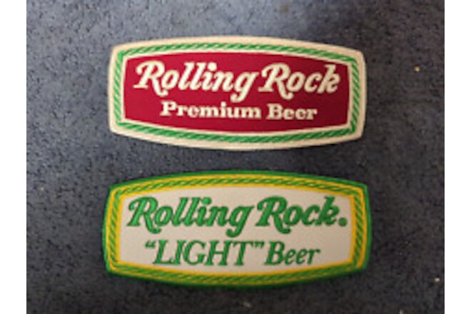 Vintage Jumbo ROLLING ROCK Premium & light Beer Patches 6" x 4" RARE