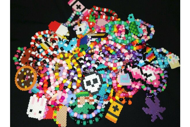 6 Lot Handmade Perler Kandi Bracelets EDM EDC Festival Rave Dance FREE SHIPPING
