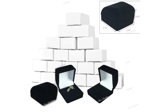 12pc Black Ring Gift Boxes Black Velvet Ring Boxes Jewelry Boxes Cufflinks Boxes