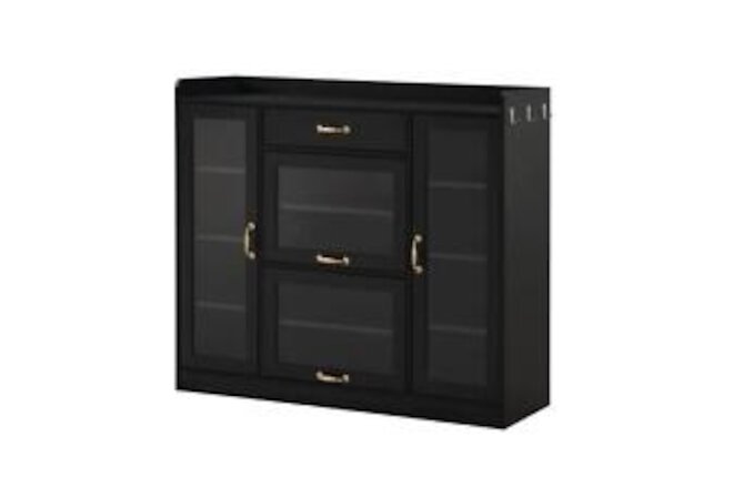 Harper + Bright Designs Shoe Storage Cabinet 47.2" Adjustable Shelves Black