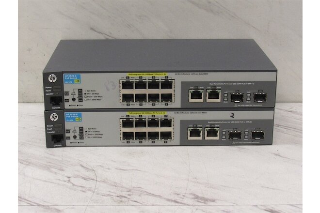 Lot of 2 HP ProCurve 2520-8 10/100 8-Port PoE Ethernet Switch J9137A