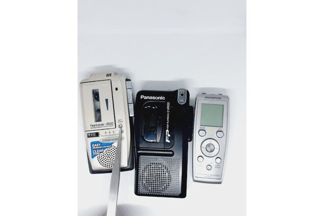 Olympus J-500 and digital voice recorder VN-3100,and Panasonic cassette recorder