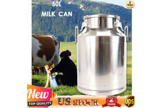 50L Stainless Steel Milk Can Milk Pail Tote Jug Water Barrel Wine Milk Canister
