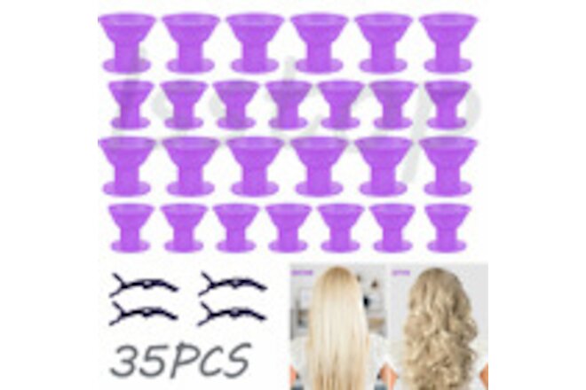 35PCS Magic Hair Curlers Rollers Heatless Silicone DIY Formers Styling Tool US