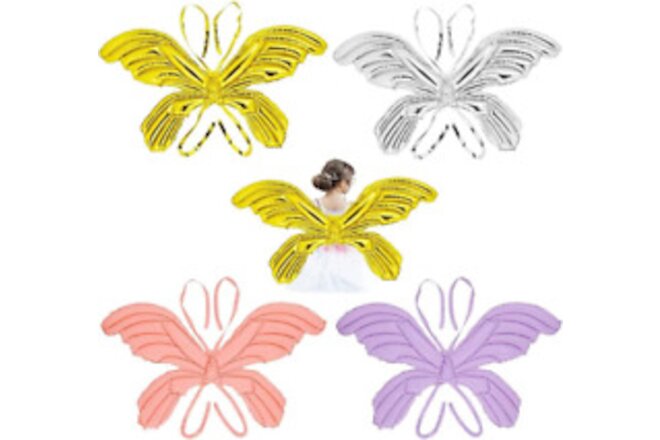 Butterfly Fairy Wings Balloons, 4PCS Butterfly Costume Color Golden Silver Pu...