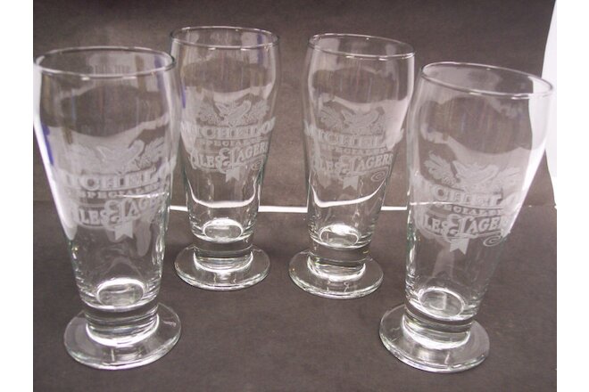Vintage Etched Set 4 Michelob Specialty Ales & Lagers Beer Glass tumblers 6 5" T