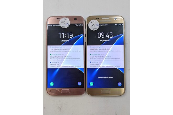 Lot of 2 Samsung Galaxy S7 G930F GSM Unlocked Check IMEI Poor Condition TC-292