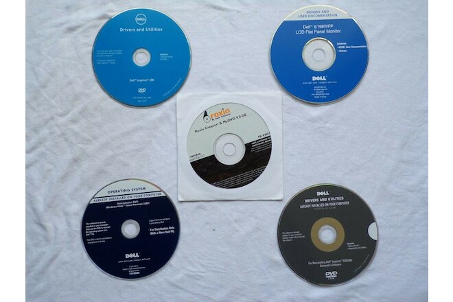 Dell Lot of  Drivers and Utilities System Software CDs and 1 New Roxio CD