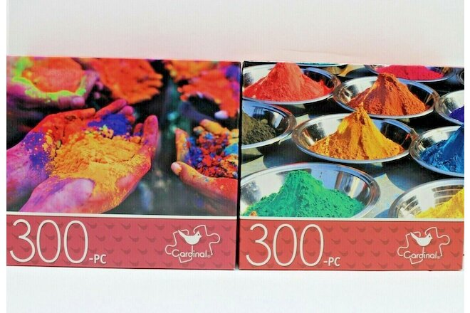 Jigsaw Puzzles 300 Piece Colorful Art Powders 2-Pack Cardinal 14" X 11" Hard