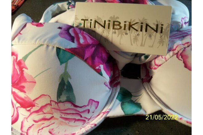 TINIBIKINI Swimwear 2pc Bikini size L TINY PINK Floral Padded Underwire NEW*