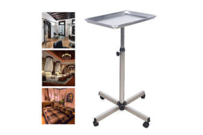 Stand Medical Trolley Mobile Rolling Cart Aluminium Alloy Tray for Salon Tattoo
