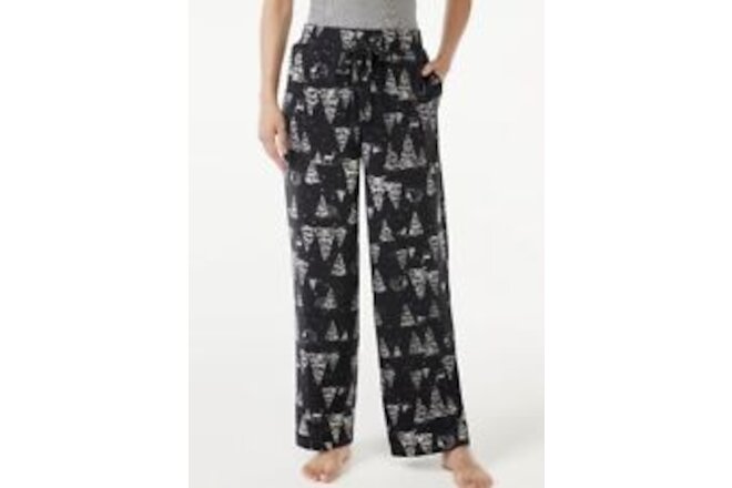 Joyspun Women's Black/ Grey Hacci Knit Wide Leg Pajama Pants Size 2X NEW